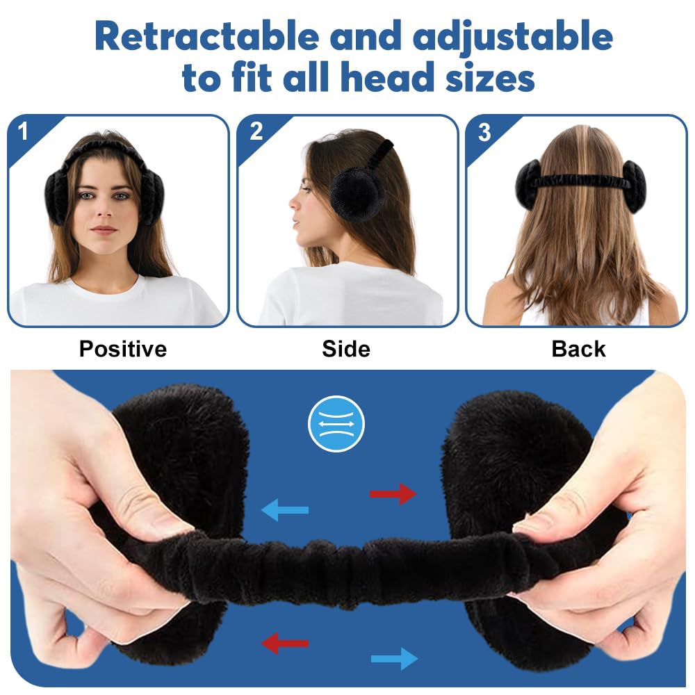 Orejeras, orejeras frio, Plegable Tamaño Ajustable orejeras, Suave y confortable Earmuff de invierno resistentes al viento y cálidas, Earmuff Hombres Mujeres, para Deportes Exterior