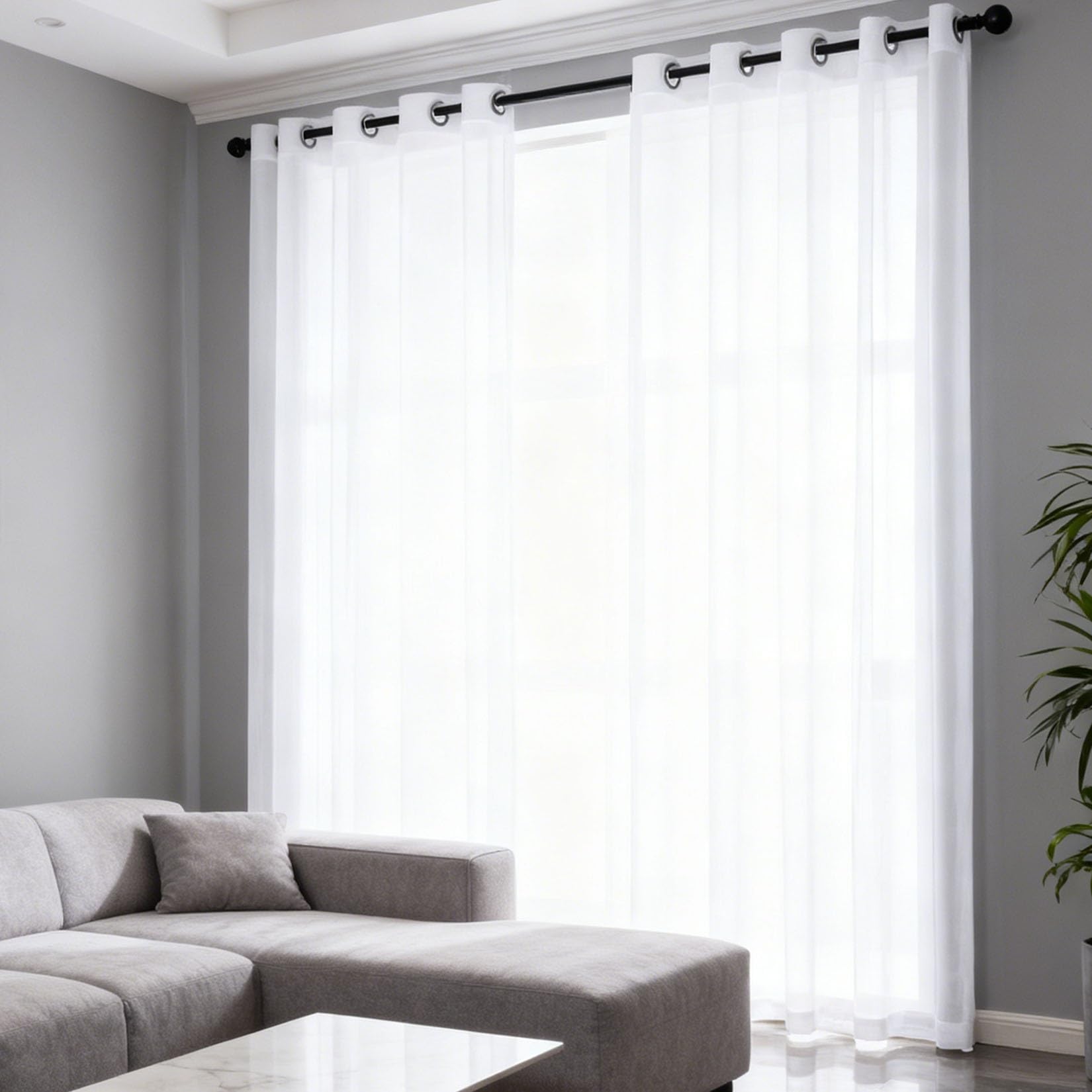 Rideaux transparents pour salon et chambre, voilage blanc vintage de 159 x 176 cm