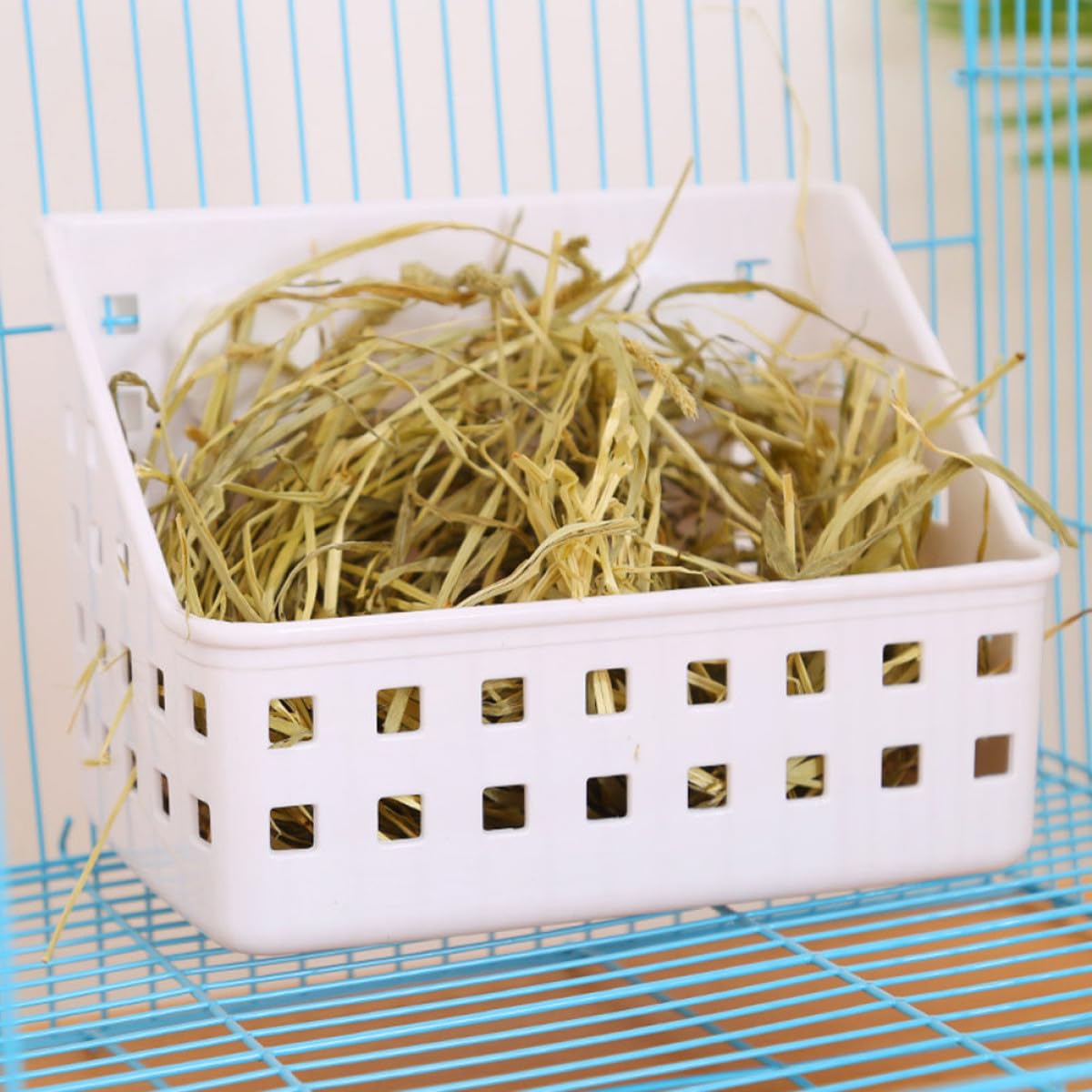Râtelier à Foin Fixe pour Cage, Lot de 2, Plastique Blanc