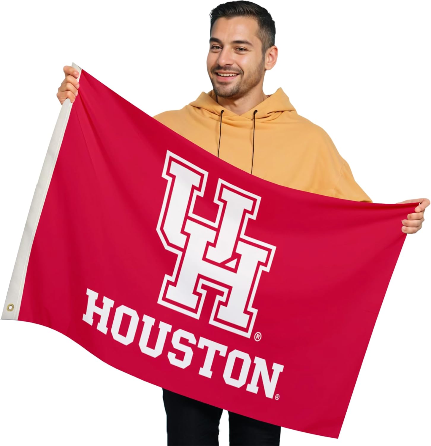Houston Cougars College Sports Printed Flag - NCAA Licensed - Nylon - School Banner (White, Red) (2' x 3')