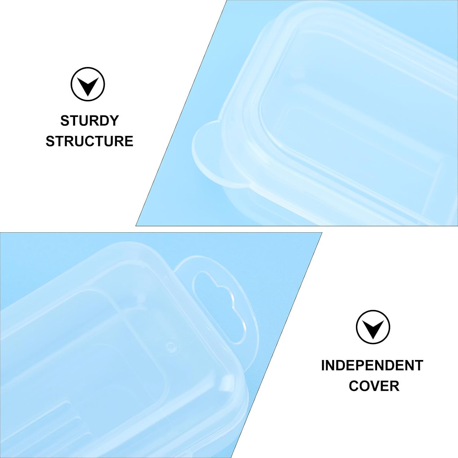 4pcs Oblong Storage Box with Lid for Manicure Pen and Makeup Brush