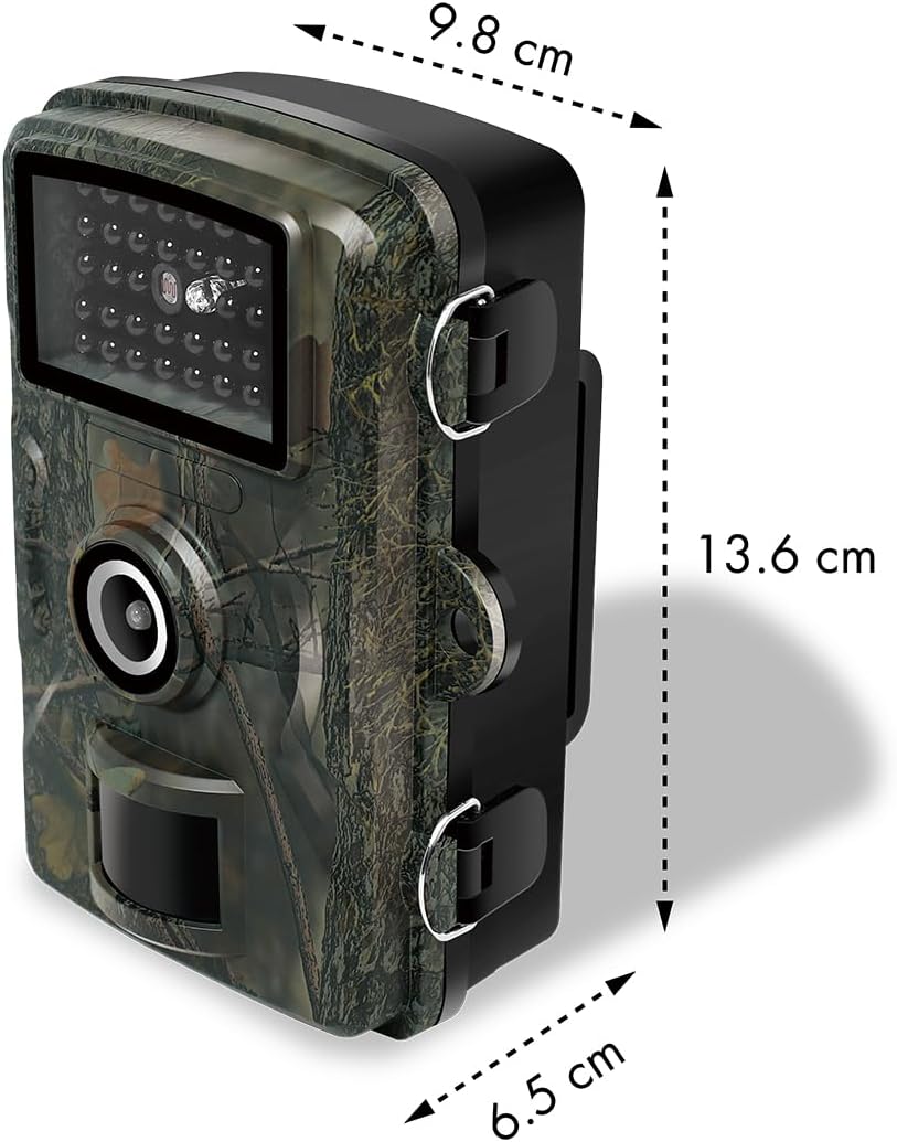 Diagram showing the dimensions of the trail camera