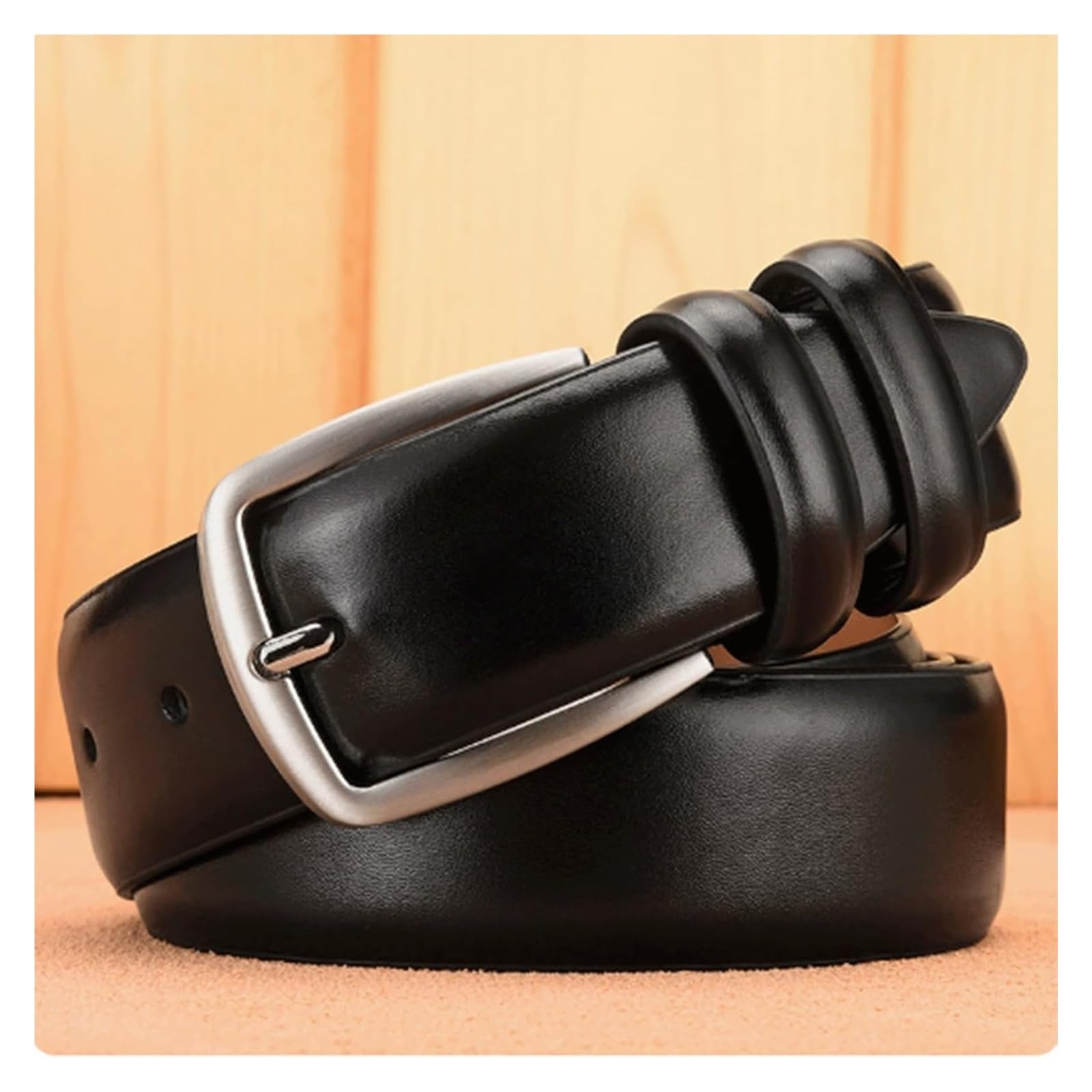 Cinturones de Hombre, Cinturones Sencillos de Piel de Vaca con Hebilla de aleación, Cinturones Gruesos for Vestir, Estilo Casual y Golf.(Coffee,100cm)