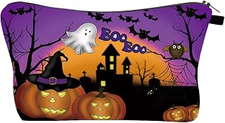 ハロウィン 洗面用具バッグ ゴシック ファスナー メイク収納ポーチ | パンプキン ウィッチハット 洗面用具収納バッグ 　コスプ、頻繁に旅行する女性、自宅・出張・キャンプ・休暇に