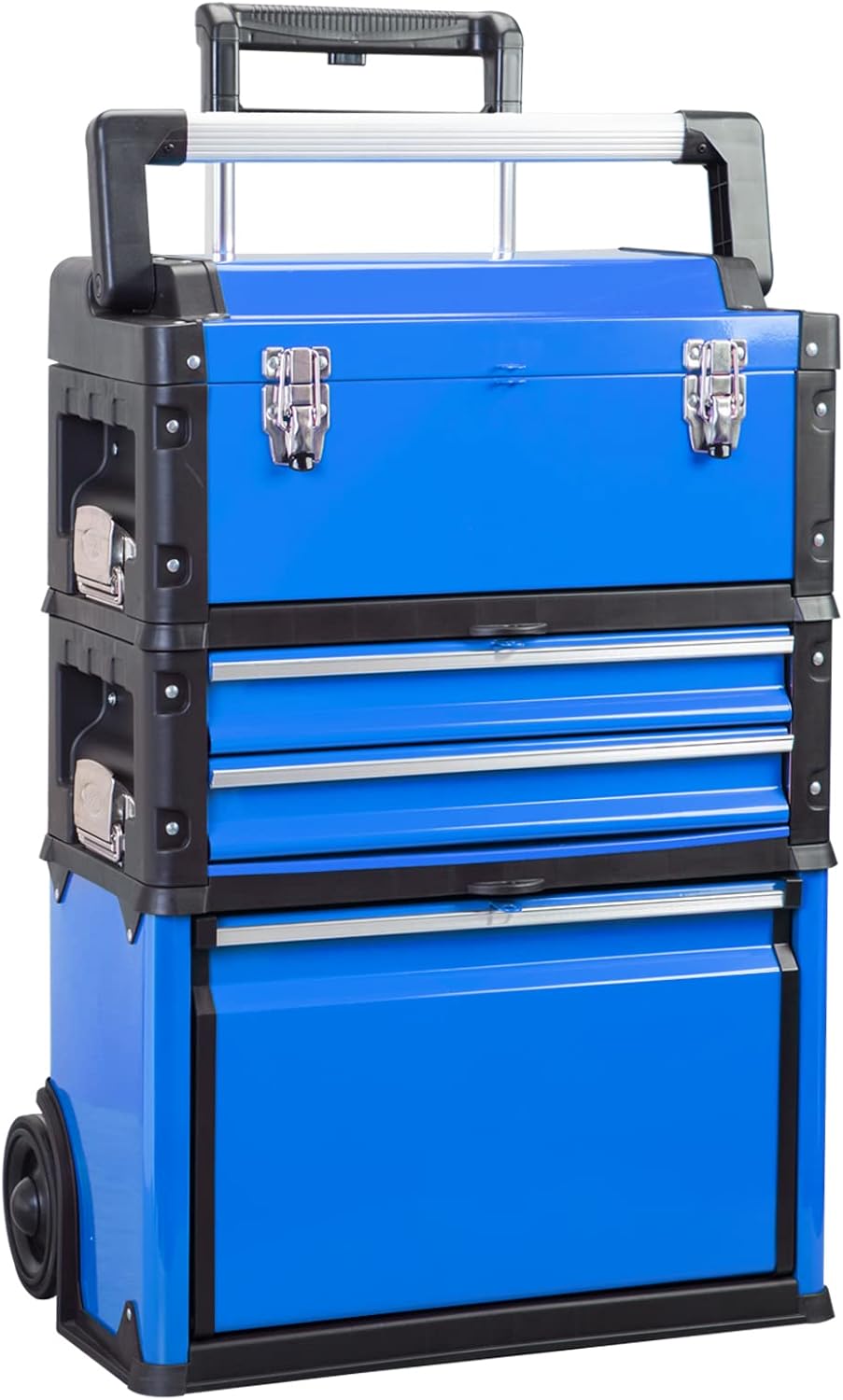 BIG RED Stackable Rolling Tool Box Portable Metal Toolbox Organizer,Separate Rolling Upright Trolley Tool Chest with Wheels and 2 Drawers for Garage/Workshop,ATRJF-C305ABDU,19.1"L x 12.2"W x 30"H,Blue