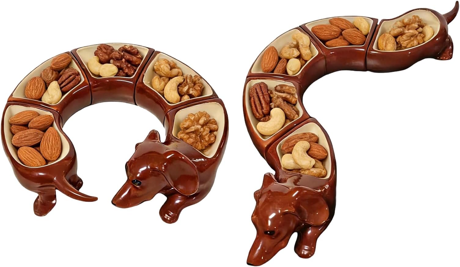 Divided Serving Tray - 5 Section Dog Design Storage Plate, Tray Set with Compartments | for Home, Kitchen, Dinner, Table, Restaurant, Meri
