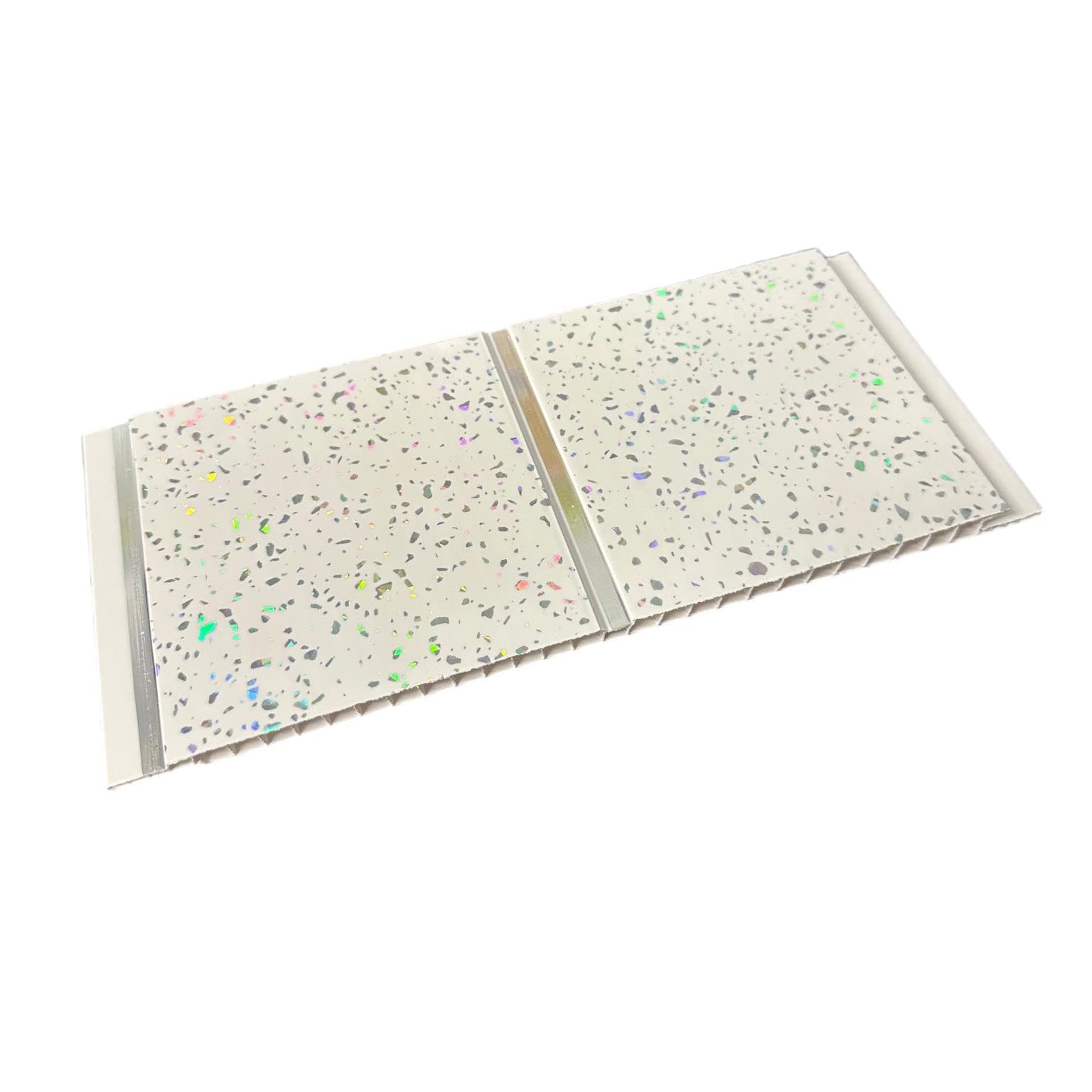 DBS Platinum White Sparkle Chrome 5mm Sample Piece Bathroom Panels Shower Wet Wall Sample