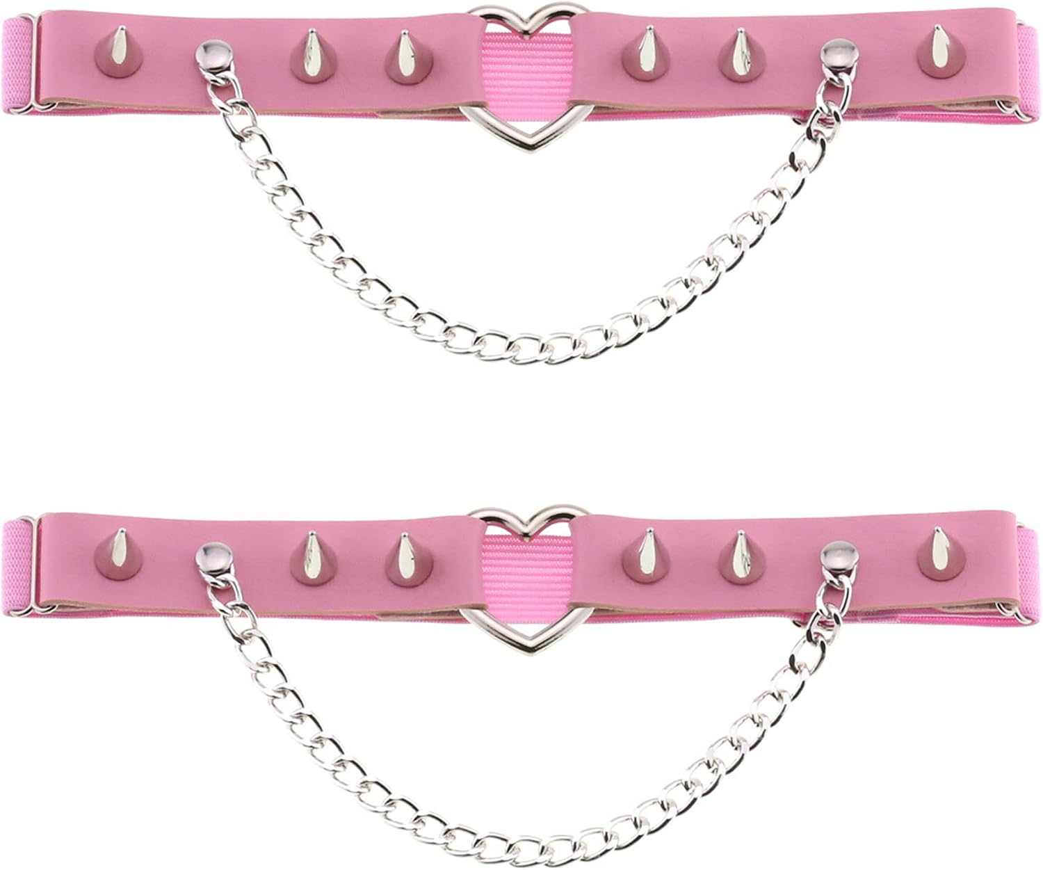 YunPeng Women's Heart Leg Thigh Punk Rivet Garter Belt Garters 2pcs