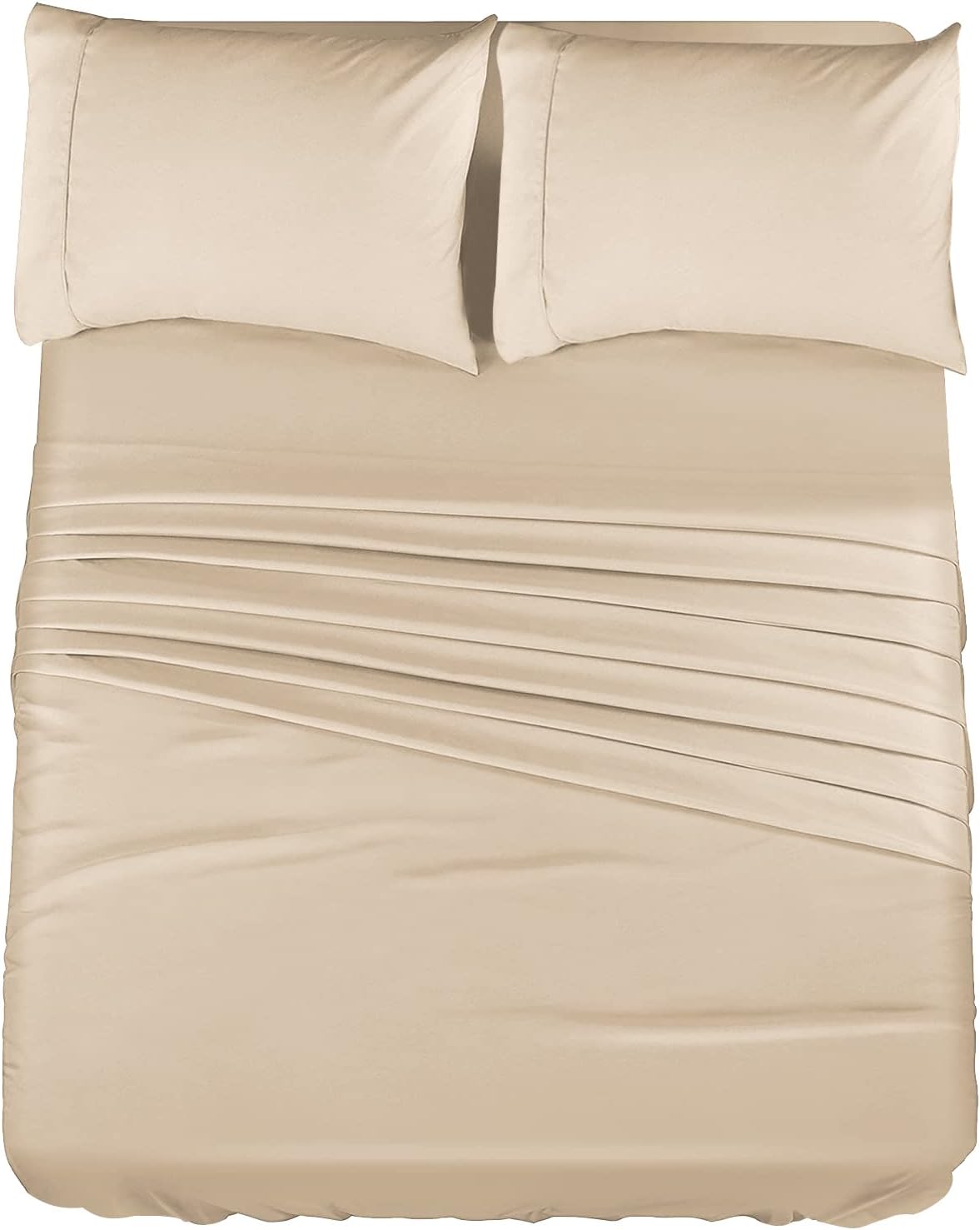 MOONQUEEN Lightweight Bedding Queen Bed Sheets Set - 95 GSM 4 Piece Bed Sheets Set - Microfiber Bed Sheet Set with 18" Deep Pockets - Shrinkage and Fade Resistant - Easy Care (California King, Beige)