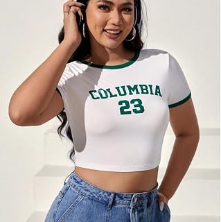 Women's Graphic Print Round Neck T Shirt Short Sleeve Crop Tee Tops Casual