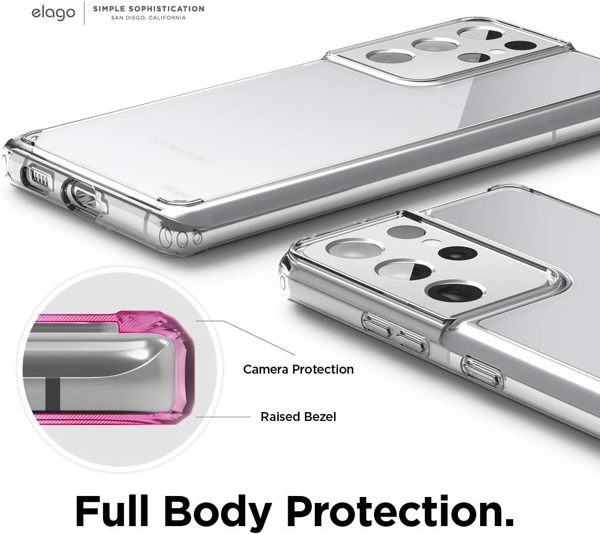 elago Hybrid Clear Case Compatible with Galaxy S21 Ultra Case Cover (Clear) -Shockproof Bumper Cover Protective Case