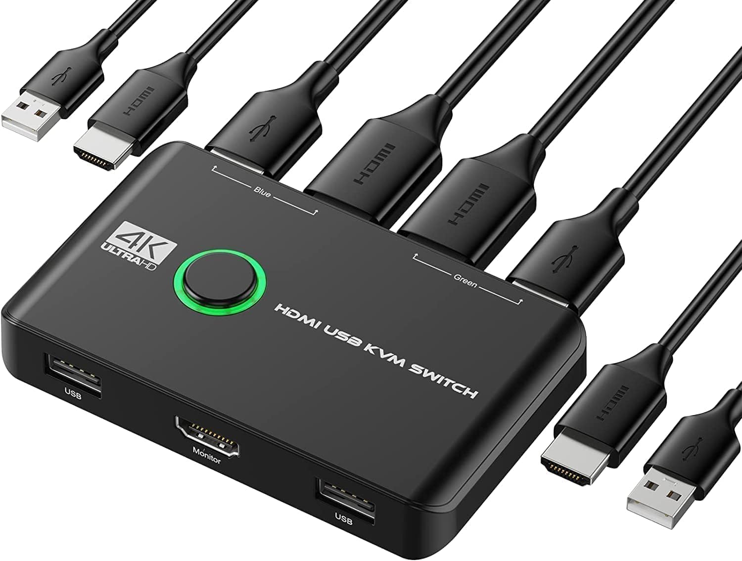 Cotsoco KVM Switch HDMI 4K@60Hz Compatible, USB Switcher 2.0 Included, for 1 Monitor and 2 PCs, Keyboard, Mouse, Printer Sharing Possible, USB Switcher, Computer 2 PCs 1 Monitor Switch, KVM Switch