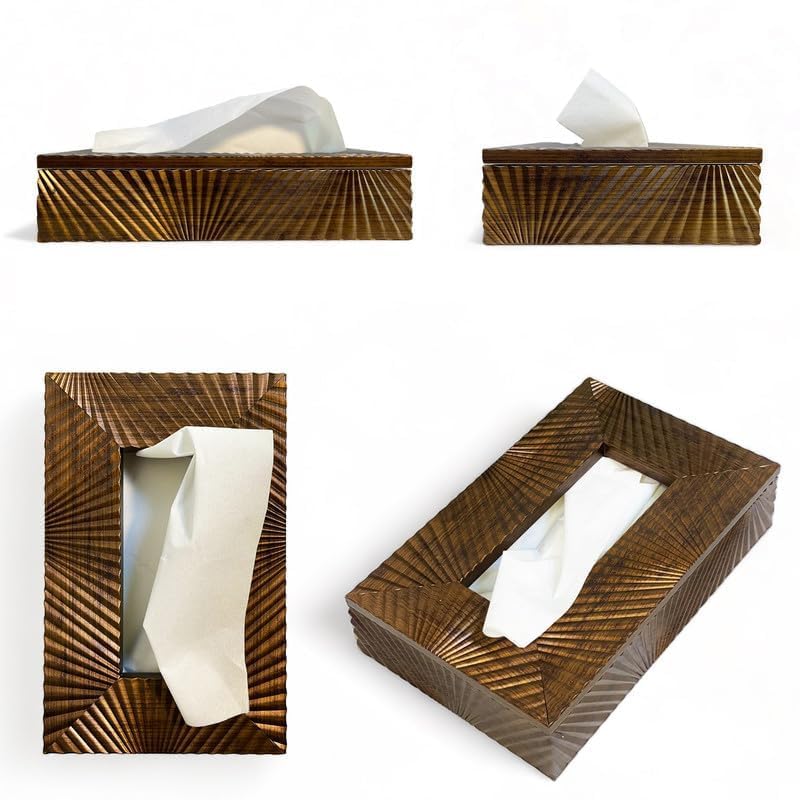 Image of Art Street Coffee Tissue Box Holder with Cover, Rectangle Facial Tissue Paper Box Holder Decorative Organizer, Napkin Dispenser Box for Bathroom, Home, Office & Restaurant (9x6x2.3 Inch)