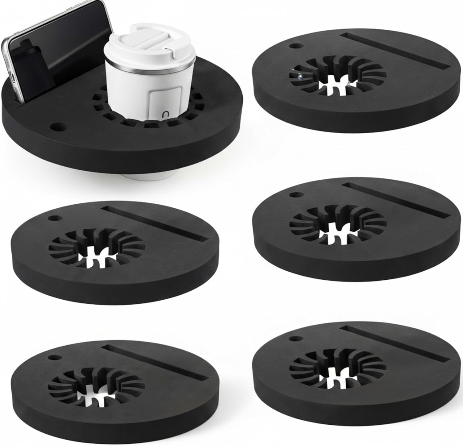LemonRoad EVA Foam Floating Drink Holder for Pool Refreshment Table Tray with Phone Slot Portable Non-Inflatable Floating Tumbler Pool Bar Accessories for Hot Tub Beach Swimming