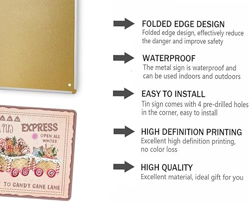 Miniatura 9 de Letrero de metal con diseño de árbol de Navidad, decoración de Papá Noel para el hogar, cafetería, granja, 8 x 12 pulgadas