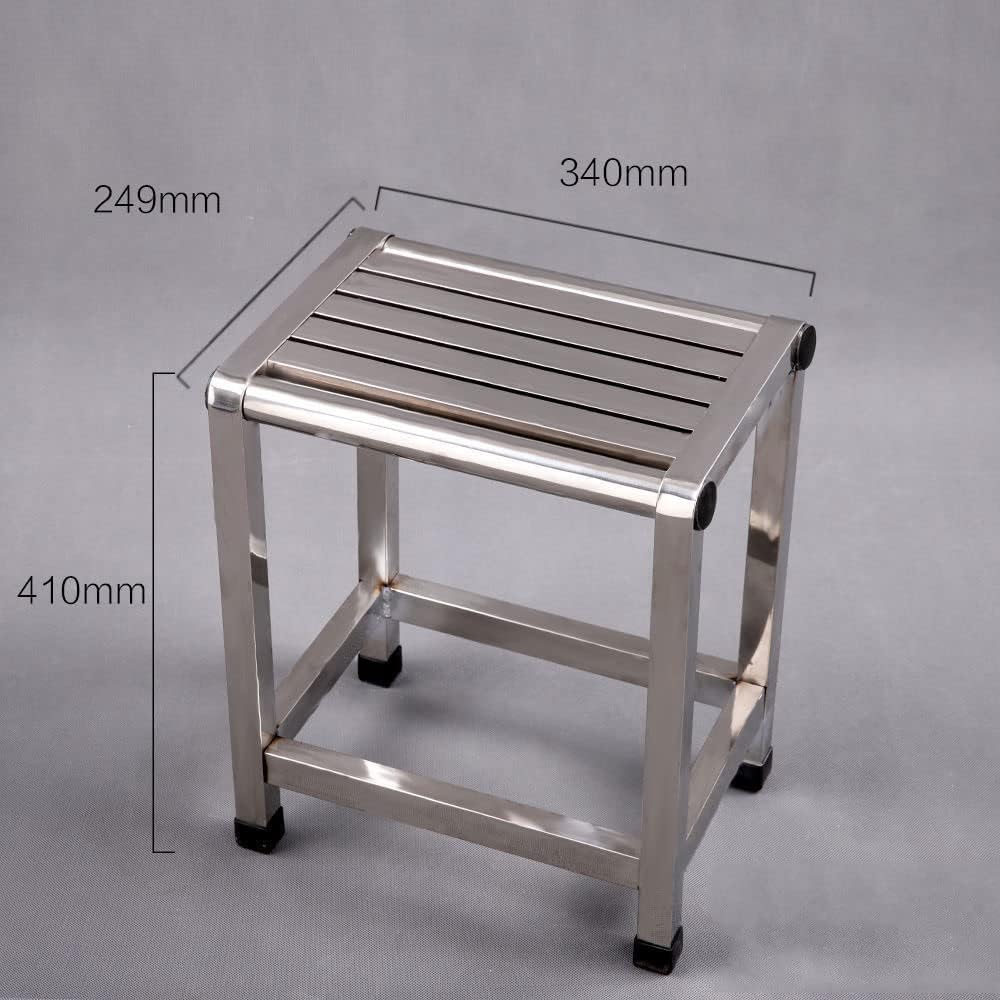 Taburete de ducha, asiento de ducha para ancianos y discapacitados, diseño antideslizante, construcción de acero inoxidable, capacidad de carga de 300 kg, altura de 46 cm