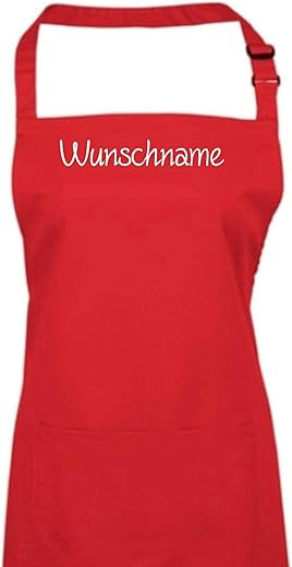 Grembiule da cucina, con il tuo testo desiderato, Misto cotone, rot, 72 x 86 cm