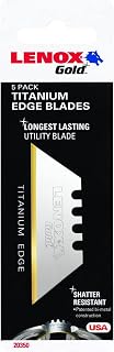 LENOX Gold Titanium Edge Utility Knife Blades, 5-Pack - Shatterproof Bi-Metal, Long-Lasting Sharpness for Drywall, Roofing & More