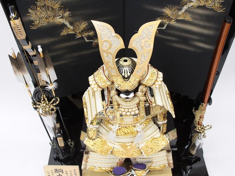 五月人形 鎧 平飾り 10号 幅85cm（245to0867）翠鳳 白糸縅し金鎧 No.19