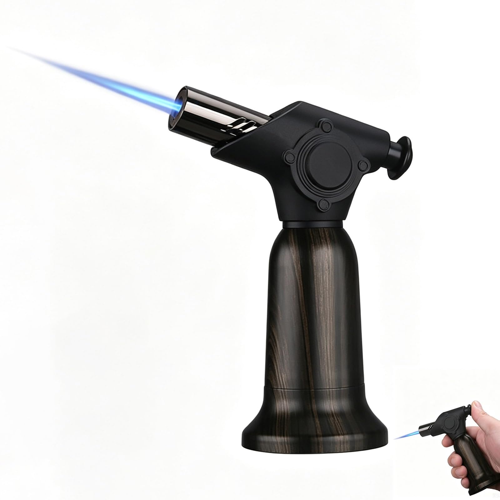 Jhcydm Black Large Capacity Torch Lighter, Windproof Butane Lighter