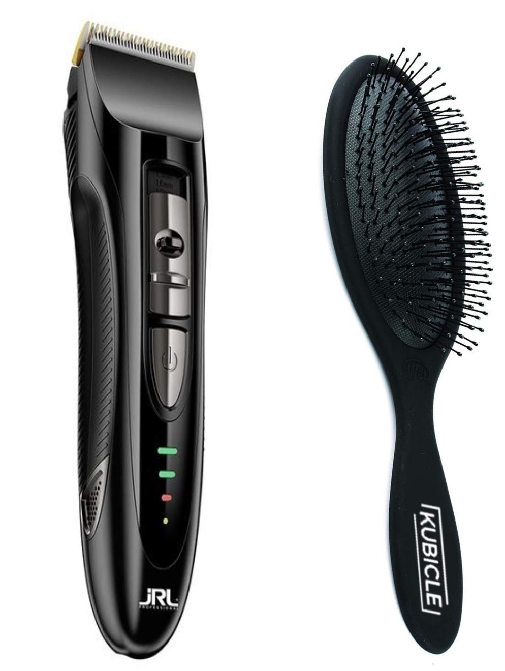 JRL Cordless Hair Trimmer with Turbo Boost Engine and Fast Charging Battery, Patented Smart-Clip and Stay Cool Technology with Kubicle Hair Brush Bundle