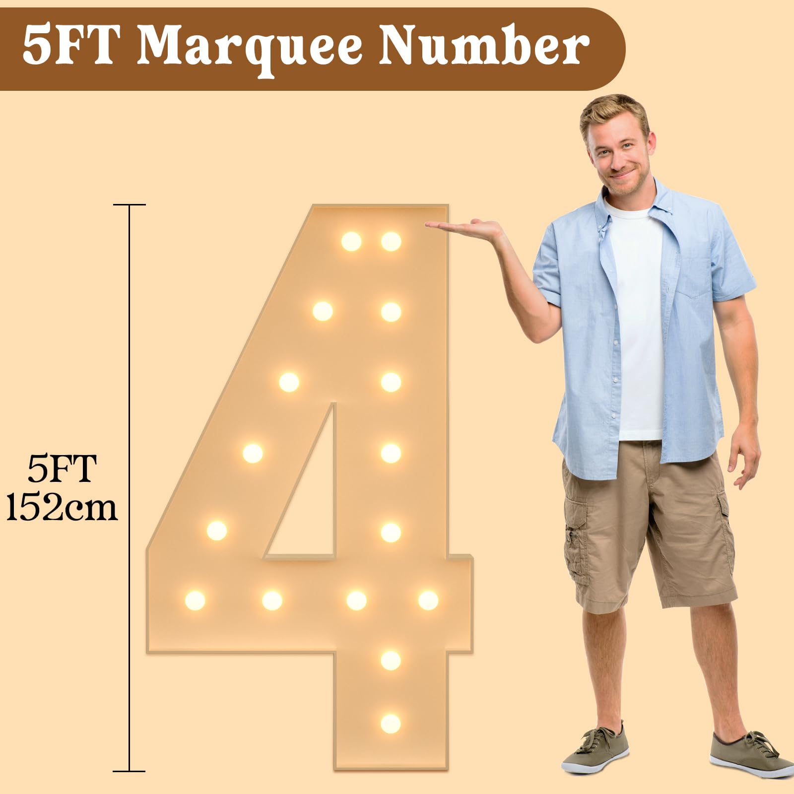 Snapklik.com : Marquee Numbers 5 Feet Tall Large Light Up Numbers 4 For ...