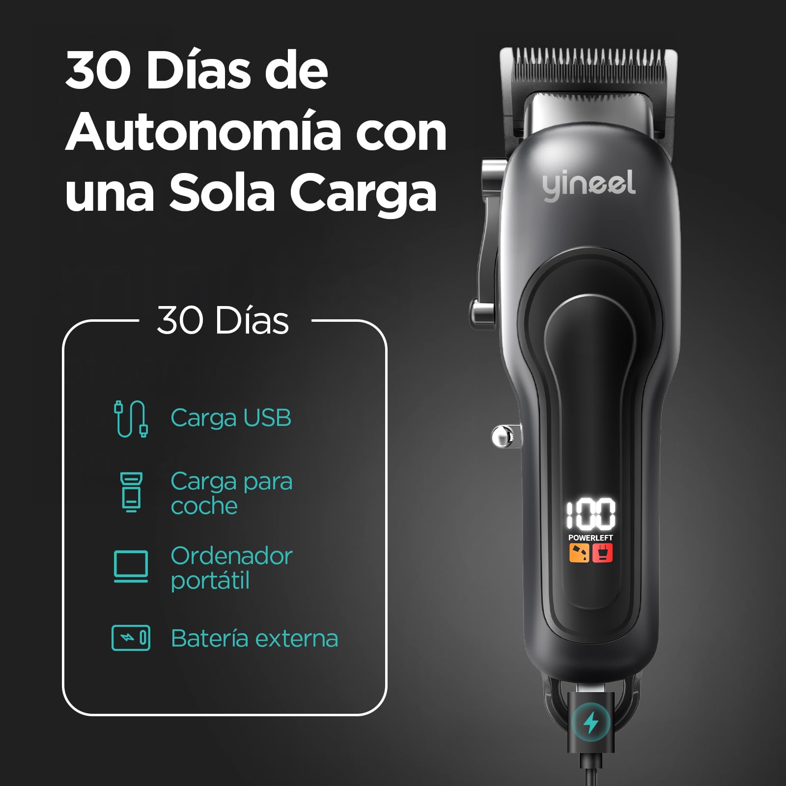 Maquina de Cortar Pelo Hombre, Yineel W6 Kit Profesional Inalámbrico de Cortadora y Recortadora de Cabello y Barba- Ideal para Corte de Cabello, Barba y Uso en Niños - Regalo Perfecto
