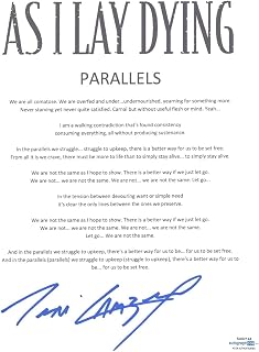 Tim Lambesis Signed Autograph As I Lay Dying Parallels Song Lyric Sheet ACOA COA