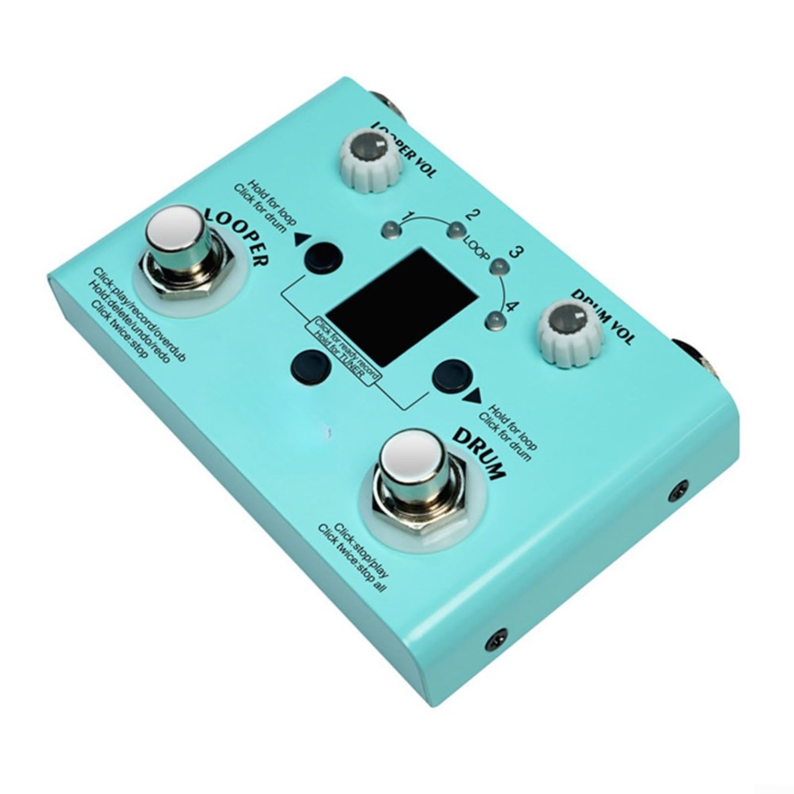 Pedal de efectos de guitarra m-vave V2 con 30 ritmos, grabación en bucle de 5 minutos, tempo de toque 40-240 BPM, alimentación USB-C para práctica de actuación en vivo, negro (negro)
