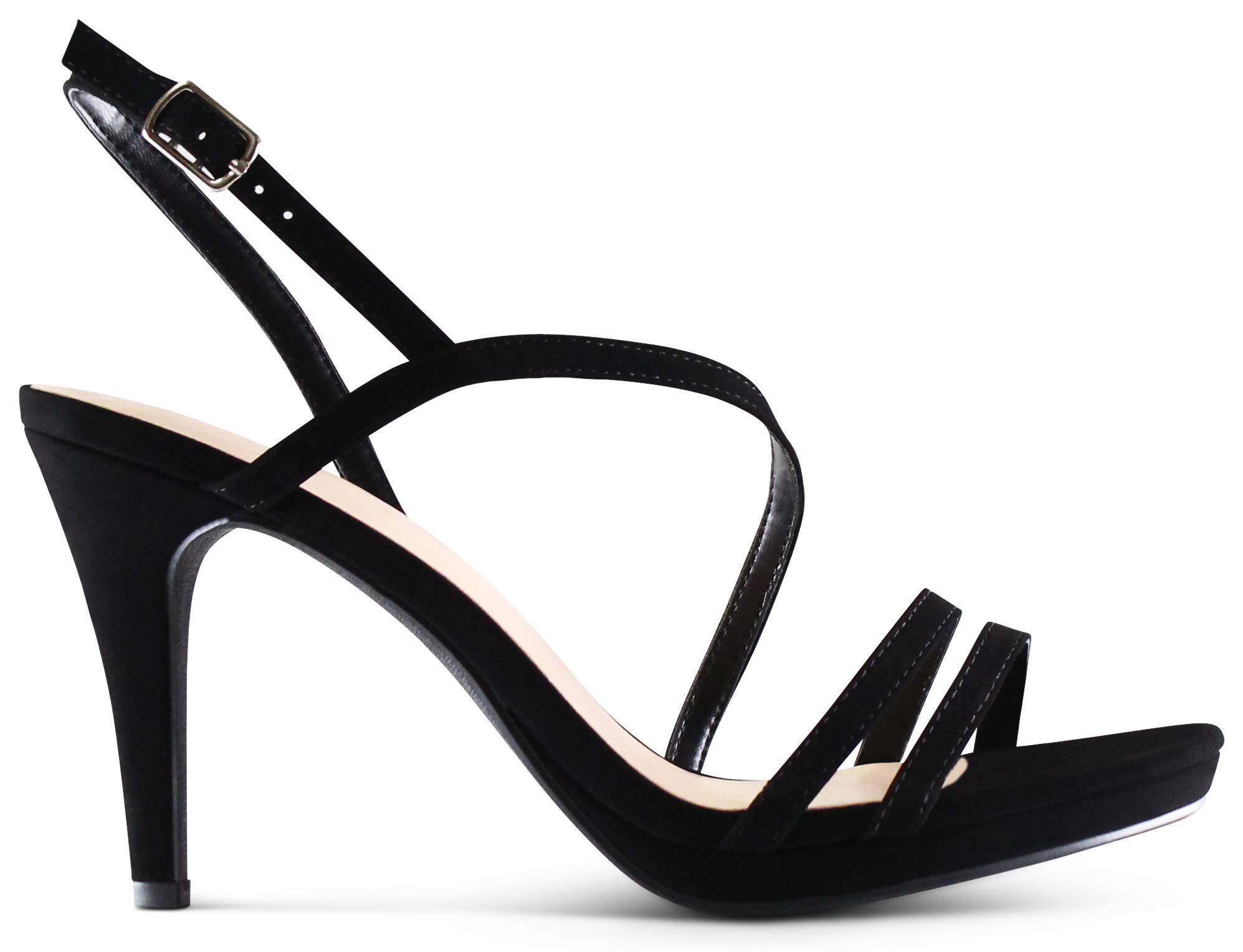 Cityclassified Women's Open Toe Ankle Strap Low Platform Stiletto High Heels Sandals