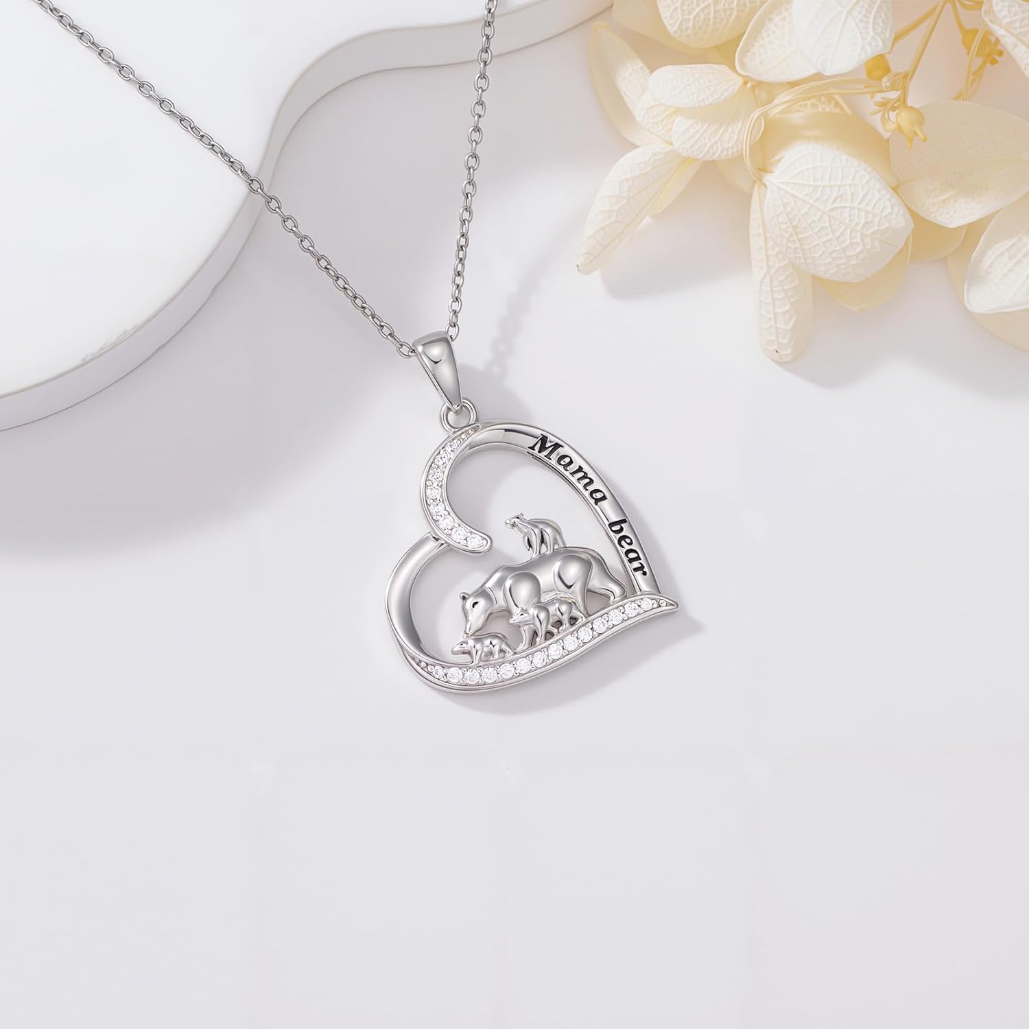 Mothers Day Gifts for Mom Necklace 925 Sterling Silver Mama Bear Necklace Jewelry Valentines Day Mothers Day Gifts for Women - Image 4