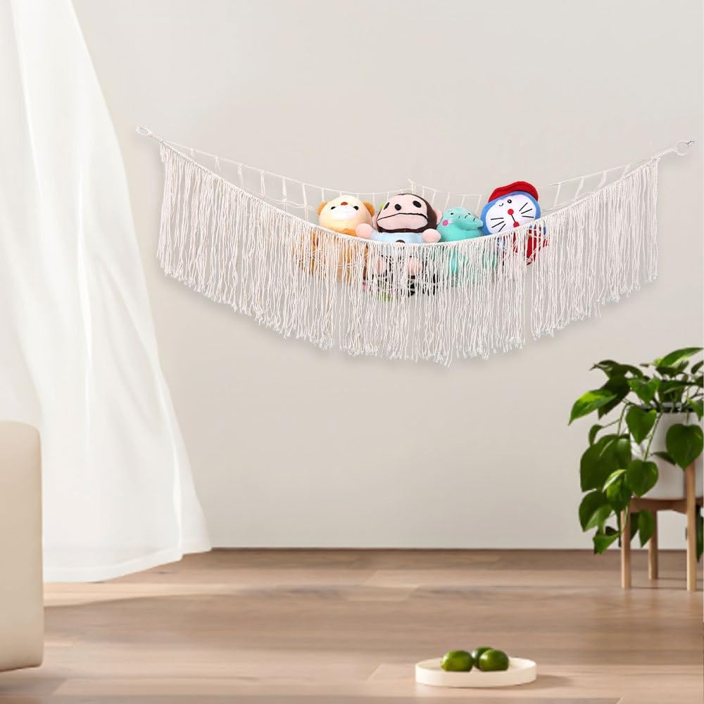 Hamac de Rangement pour Peluches, Sac en Filet Suspendu pour Jouets