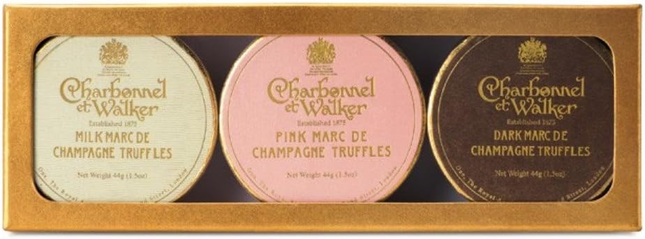 HiAnifri 英国王室御用達 Charbonnel et Walker（シャボネル・エ・ウォーカー）3種のシャンパーニュトリュフチョコレートギフト Marc de Champagne Truffle Trio [並行輸入品]