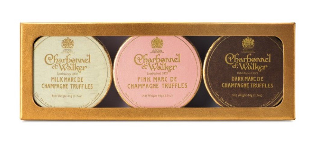 HiAnifri 英国王室御用達 Charbonnel et Walker（シャボネル・エ・ウォーカー）3種のシャンパーニュトリュフチョコレートギフト Marc de Champagne Truffle Trio [並行輸入品]