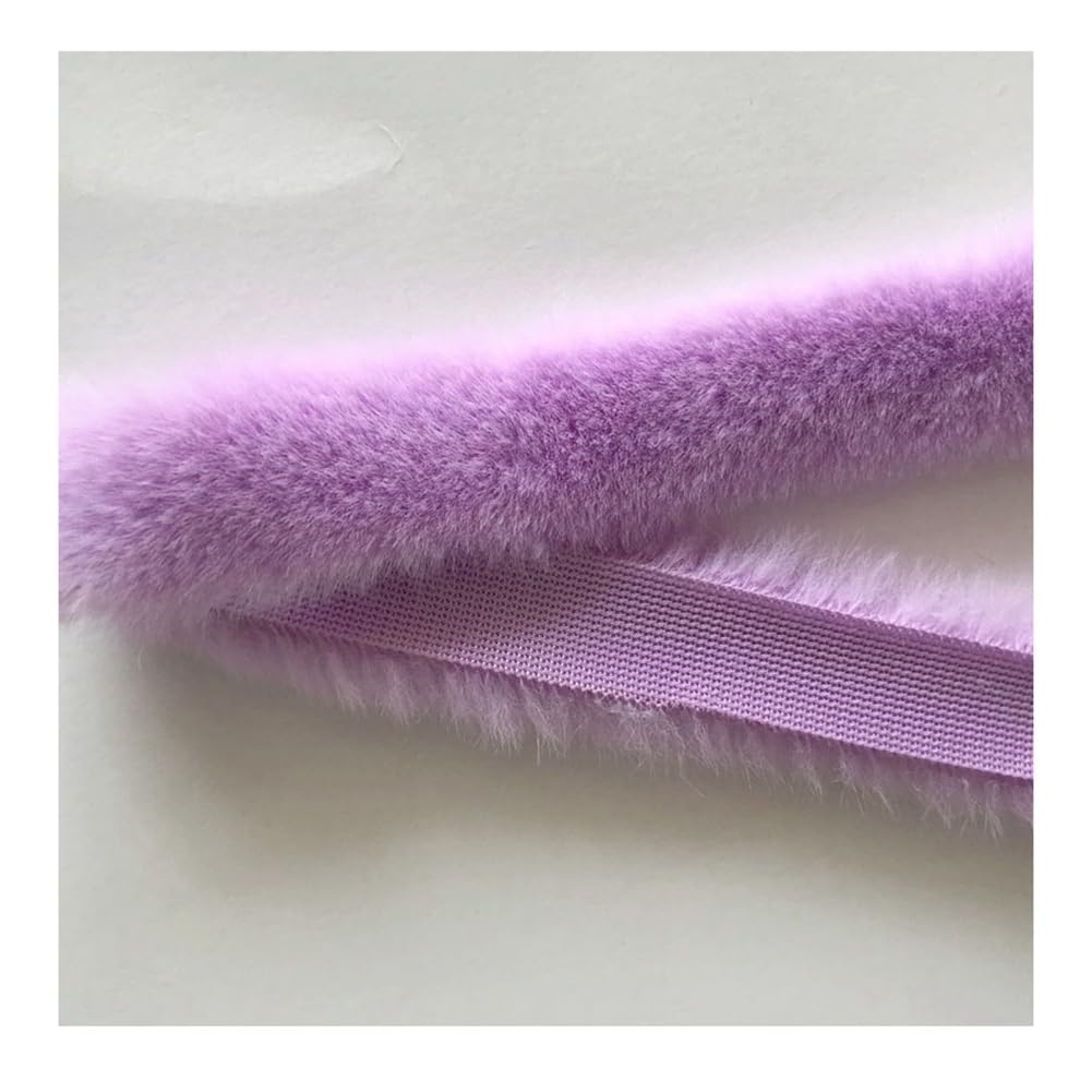 Yurosiay Pack of 5 1 m x 2 cm Faux Fur Border DIY Handmade Faux Fur Ribbon Soft Fluffy Faux Fur Border Plush Border for Sewing Artificial Fur Border for Costumes Crafts Hood Light Purple