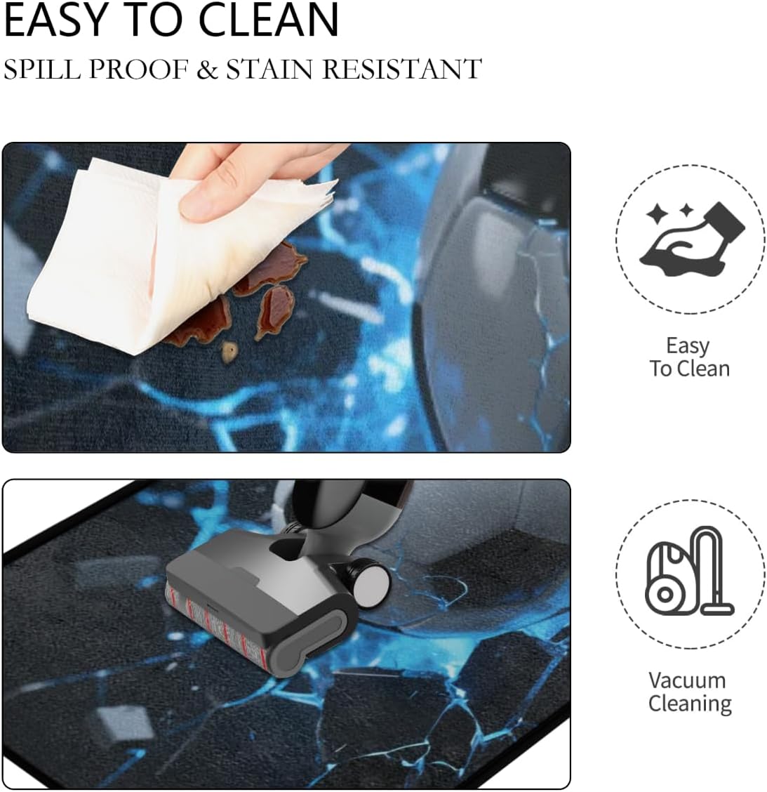 Anti Fatigue Soccer Impact Kitchen Mats for Floor 2 Piece Set, Waterproof Non Slip Boho Kitchen Floor Rugs, Comfort Standing Mat for Sink Laundry & Home Kitchen 17"x47"+17"x29"