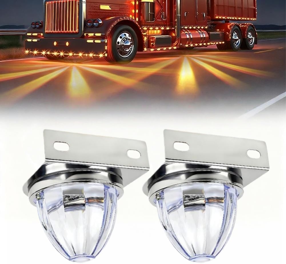 LED Dual Function Watermelon Lights,2pcs Dual Color Strobe LED Watermelon Lights with Bracket,Semi Truck Side Marker Turn Signal Light,Under Glow WheelLight for Truck,Universal Underglow Light
