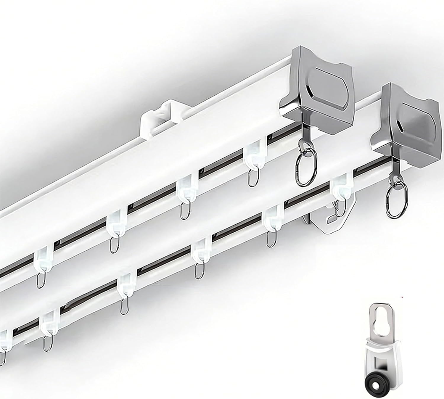 Curtain Rail Curtains Flexible Sliding Sliding Ceiling Track For Curtains Black Window Dressing HardwareHanging Rod(3.8M/12.4(FT),Top)