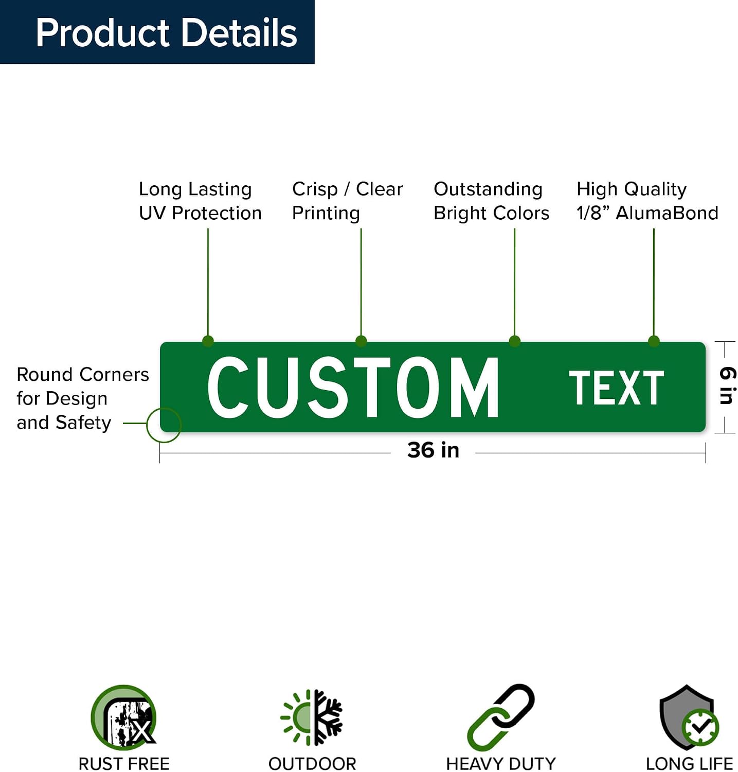 Custom Street Sign, Road Sign, Address Sign, 8 Colors, Reflective Option, Mounting Options, 6x36 Inch, Thick Rust-Free AlumaBond, USA Made by My Sign Center, (Classic)