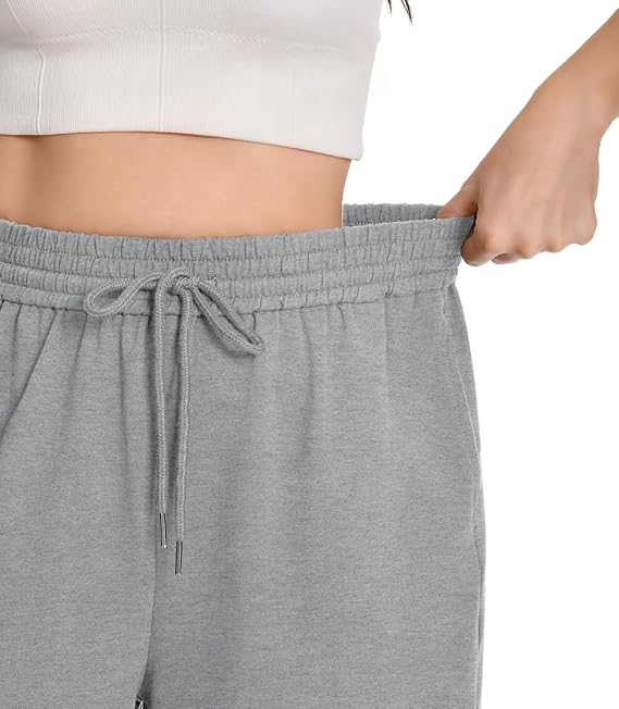 Women High Waist Cotton Bermuda Shorts Drawstring Sweat Shorts with Pockets