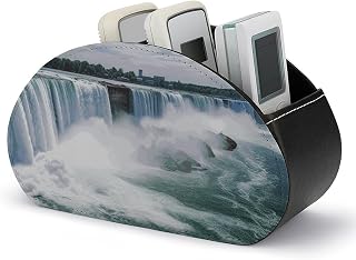 Remote Control Holders Pu Leather TV Remote Holder with 5 Compartments Desktop Storage Organizers Niagara Falls Remote Caddy Box for TV Remotes/Media Controllers/Office Supplies