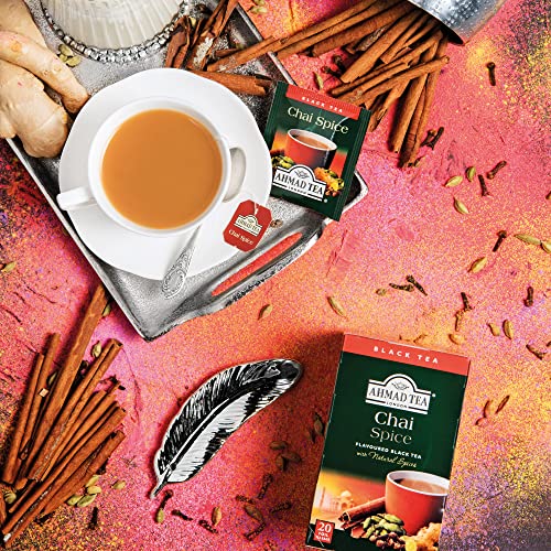 Ahmad Tea Black Tea, Chai Spice Teabags, 20 Ct (Pack Of 6) - Caffeinated & Sugar-Free #TOP1