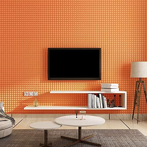 Waterproof Mosaic Wallpaper Thickening 3D Mosaic Wall Panels Self-Adhesive 3D Wall Paper Eco-Friendly XPE Foam 13X13 (inch) (15, Orange)