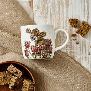 Royal Worcester Wrendale Designs Bessie Cow Mug | 14 Ounce Large Coffee Mug with Cow Design | Made from Fine Bone China | Microwave and Dishwasher Safe Royal Worcester Wrendale Designs Bessie Cow Mug 14 Ounce Large Coffee Mug with Cow Design Made from Fine Bone China Microwave and Dishwasher Safe