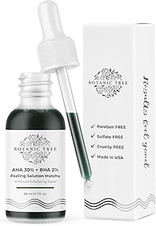 Botanic Tree Matcha Peeling Solution Chemical Peels for Face - Dark Spots - AHA 30% + BHA 2% - 10 Minute Exfoliating Skin ...