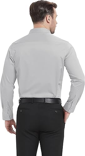 Vista 5 de TACVASEN Mens Dress Shirts Long Sleeve Slim Fit Solid Casual Business Button Down Shirt