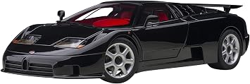 Bugatti EB110 SS Super Sport Nero Vernice Black with Red Interior and Silver Wheels 1/18 Model Car by Autoart 70919