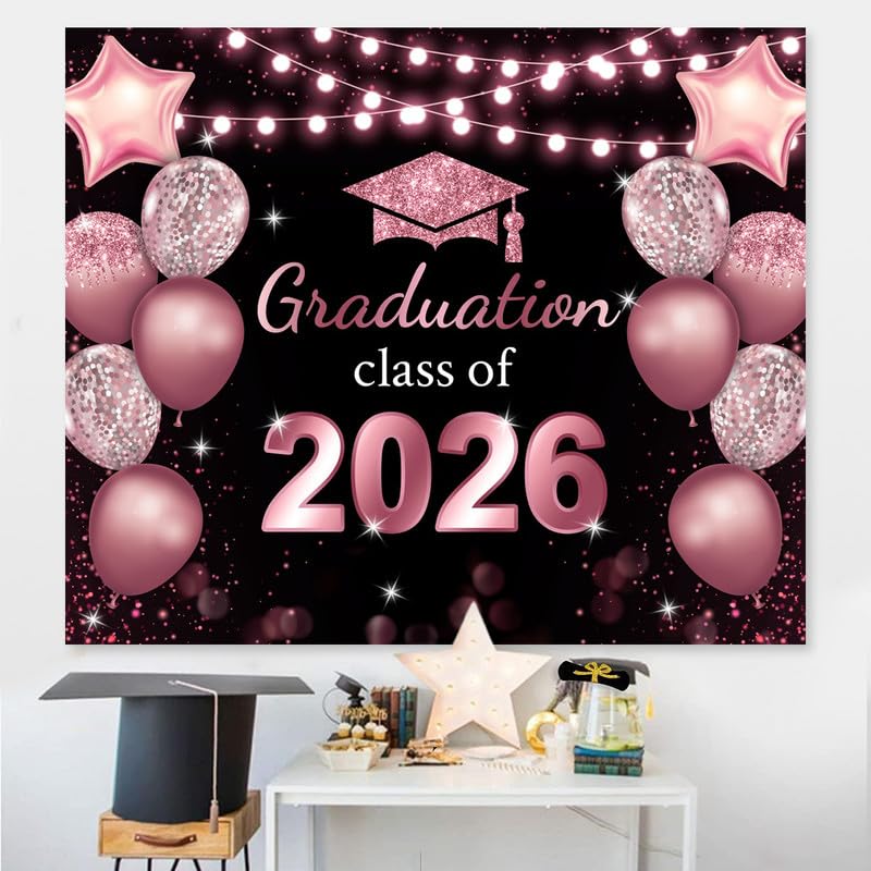 Fondo fotográfico graduación 10x8 pies rosa dorado miniatura 4