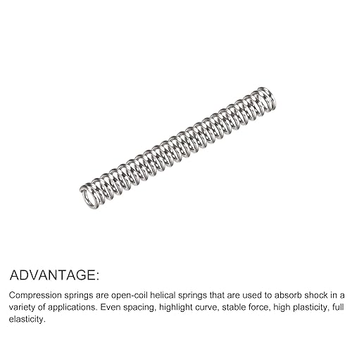 Miniatura 170 de METALLIXITY Resortes de compresión (0.031 x 0.315 in de diámetro exterior, 1.969 in de longitud libre) 20 unidades, resorte de extensión de acero