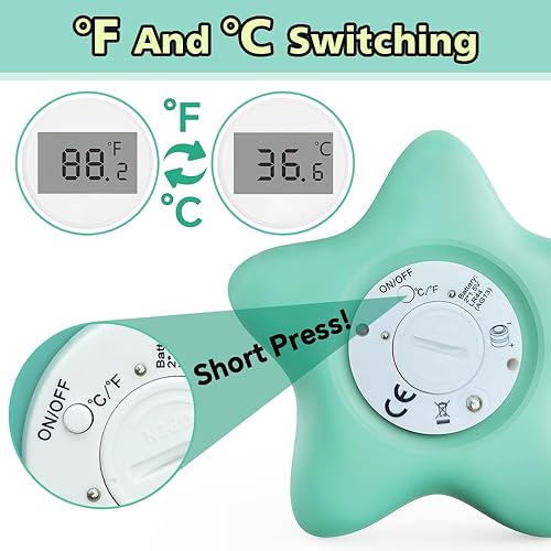 Miniatura 6 de Termómetro de baño para bebé, termómetro digital de agua para bebés de seguridad con retroiluminación de 4 colores y advertencia de temperatura,